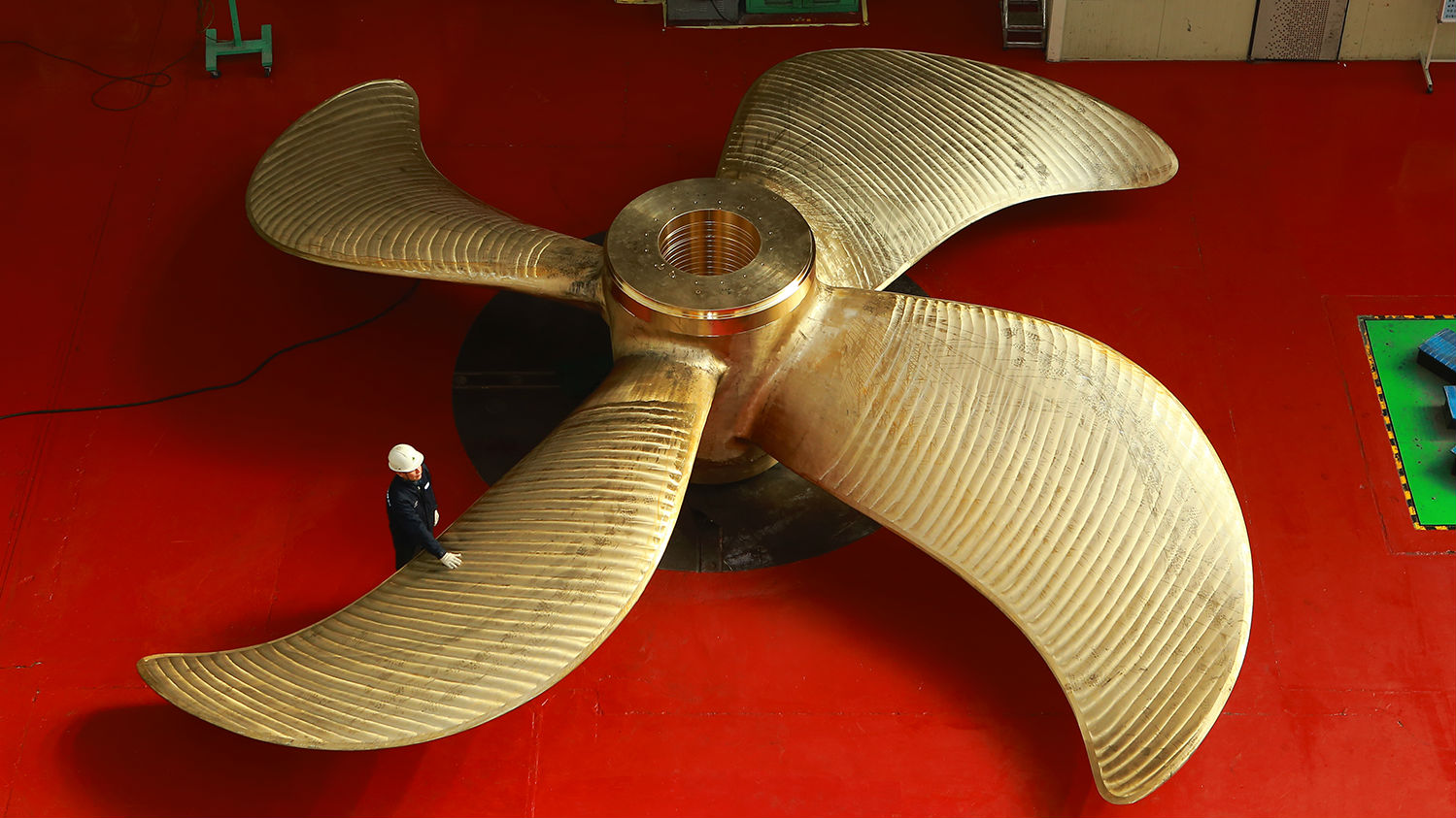 The 10 million world's largest ship propeller's captivating majesty is